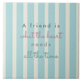 かわいいブルーストライプ友好引用文ハンドレタリング タイル