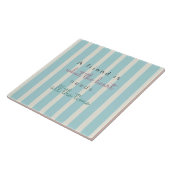 かわいいブルーストライプ友好引用文ハンドレタリング タイル (側面)