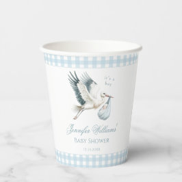 かわいいブルーストーク配信男の赤ちゃんシャワー 紙コップ