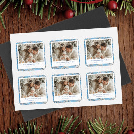 かわいいブルースノーフレーククリスマス スクエアシール