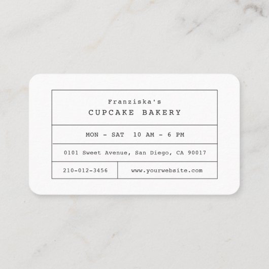 かわいいブルースプリンクルズカップケーキベーカリー名刺 名刺 (裏面)