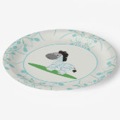 かわいいブルーゼブラベビーシャワーパーティープレート ペーパープレート (アングル)