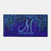 かわいいブルーターコイズユニコーングリッタードリップスモノグラム デスクマット (正面)