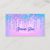 かわいいブルーターコイズユニコーングリッタードリップスモノグラム 名刺 (正面)