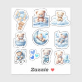 かわいいブルーテディ男の赤ちゃんシャワー シール (シート)