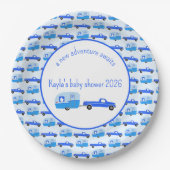 かわいいブルートラック&トレーラーRVアドベンチャー ペーパープレート (正面)