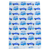 かわいいブルートラック&トレーラーRVアドベンチャー ミディアムペーパーバッグ (裏面)