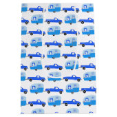 かわいいブルートラック&トレーラーRVアドベンチャー ミディアムペーパーバッグ (裏面)