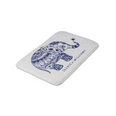 かわいいブルートーンフローラゾウ バスマット (アングル)