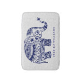 かわいいブルートーンフローラゾウ バスマット (正面縦)