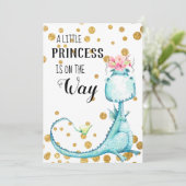 *~*かわいいブルードラゴンベビーガールシャワー招待状 招待状 (スタンド正面)