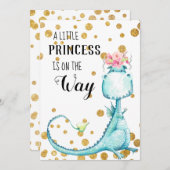 *~*かわいいブルードラゴンベビーガールシャワー招待状 招待状 (正面/裏面)