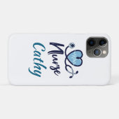 かわいいブルーナースハートの名入れ Case-Mate iPhoneケース (裏面(横))