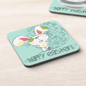 かわいいブルーハッピーイースター漫画バニー コースター (左側)