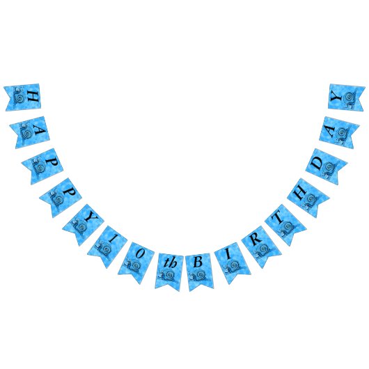 かわいいブルーハッピーバースデー漫画の笑顔カタツムリ バンティングフラッグ (全)