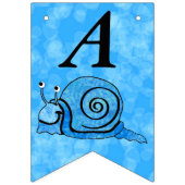 かわいいブルーハッピーバースデー漫画の笑顔カタツムリ バンティングフラッグ (第2の旗)