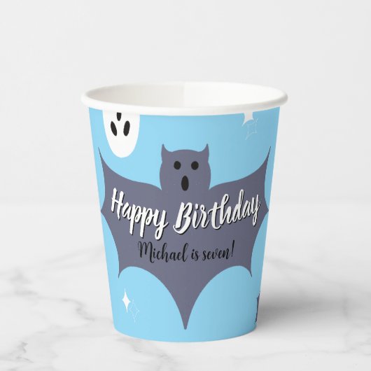 かわいいブルーハロウィン誕生日パーティー 紙コップ (左)