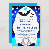 かわいいブルーハロウィーンベイビーシャワー招待状 招待状 (正面/裏面)
