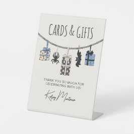 かわいいブルーハロウィーンベビーシャワーカード&ギフト 台座サイン