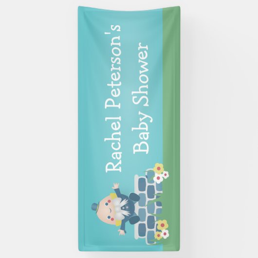 かわいいブルーハンプティダンプティ赤ちゃんシャワーパーティー 横断幕 (縦)