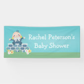 かわいいブルーハンプティダンプティ赤ちゃんシャワーパーティー 横断幕 (横)