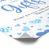 かわいいブルーハートバレンタインデーとギフトサイン ポスター (角)