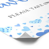 かわいいブルーハートバレンタインデーシャワー好意サイン ポスター (角)