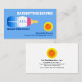 かわいいブルーバッテリー充電ミルクボトルベビーシッター 名刺 (正面/裏面)