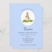 かわいいブルーバニーイースターブランチ&エッグ狩り シーズンカード (正面/裏面)