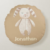 かわいいブルーバニーウサギ ラウンドクッション (正面)