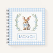 かわいいブルーバニー誕生日男の赤ちゃんギフトノート ノートブック (正面)