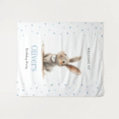 かわいいブルーバニー・キッドの誕生日パーティー タペストリー (正面(横))