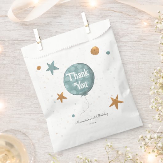 かわいいブルーバルーン2回目の誕生日 フェイバーバッグ (クリップ留めされた状態)