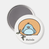 かわいいブルーバードイラストレーションパーソナライズされた名 マグネット (正面/裏面)