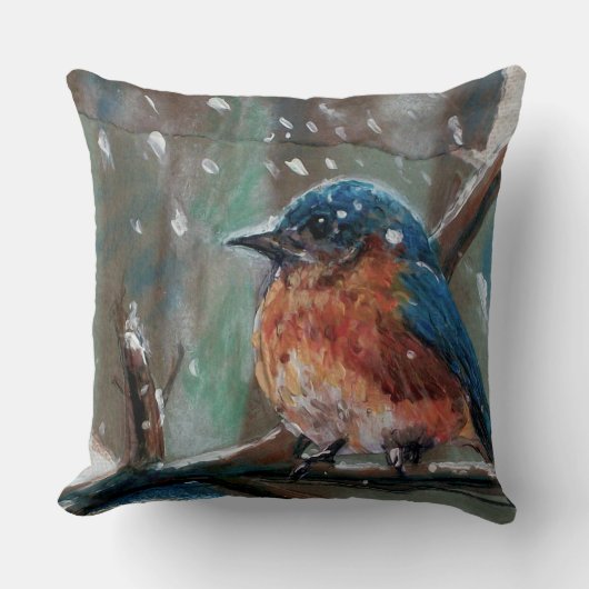 かわいいブルーバードイースタンアート クッション (正面)