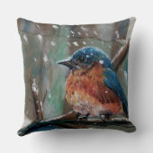 かわいいブルーバードウィンターアート クッション (裏面)