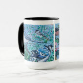 かわいいブルーバードウォッチングアートワークボーン中国 マグカップ (正面左)