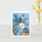 かわいいブルーバードスイーチャーズラブバードバレンタイン カード (黄色い花)