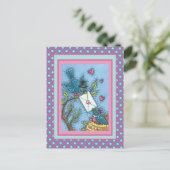 かわいいブルーバードスイーチャーズラブバードバレンタイン シーズンポストカード (スタンド正面)