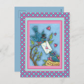 かわいいブルーバードスイーチャーズラブバードバレンタイン シーズンポストカード (正面/裏面)