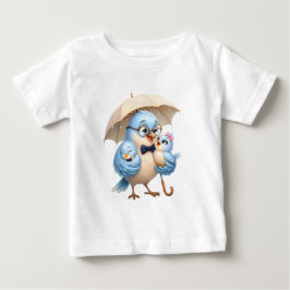 かわいいブルーバードファミリーダッドの子供服Tシャツ ベビーTシャツ