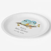 かわいいブルーバード鳥の赤ちゃんシャワー ペーパープレート (アングル)