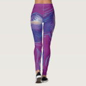 かわいいブルーパープルハートヨガパンツ,シック レギンス (裏面)