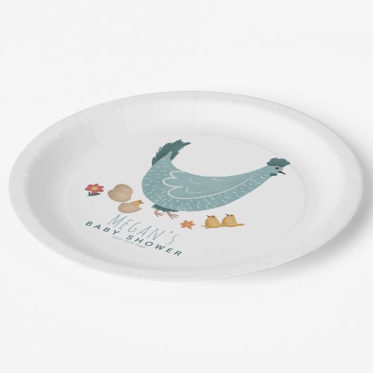 かわいいブルーファームチキンボーイズベビーシャワー ペーパープレート (アングル)