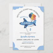 かわいいブルーフライトボーイズ5誕生日 招待状 (正面)