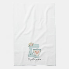 かわいいブルーフローラケーキミキサーベーカリーシェフ キッチンタオル