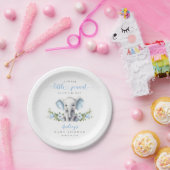 かわいいブルーフローラ象男の赤ちゃんシャワー ペーパープレート (パーティー)