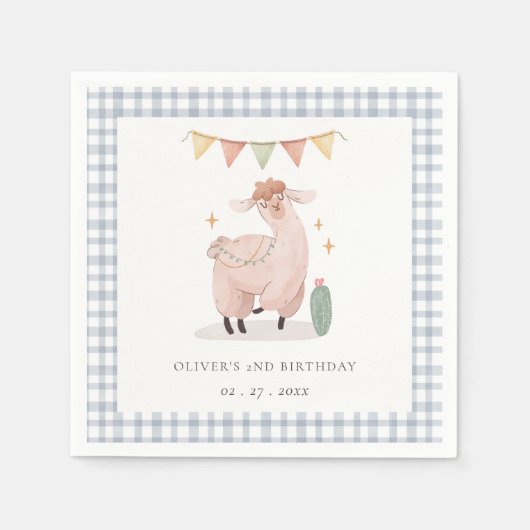 かわいいブループラディサボホラマエージュエージ誕生日 スタンダードカクテルナプキン (正面)