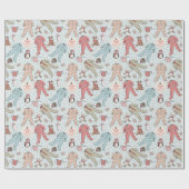 かわいいブルーベビーの初めてのクリスマスウィンターパジャマ ラッピングペーパー (フラット)
