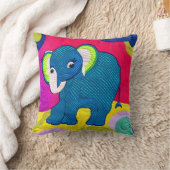 かわいいブルーベビーゾウ – キルト状デザイン クッション (ブランケット)